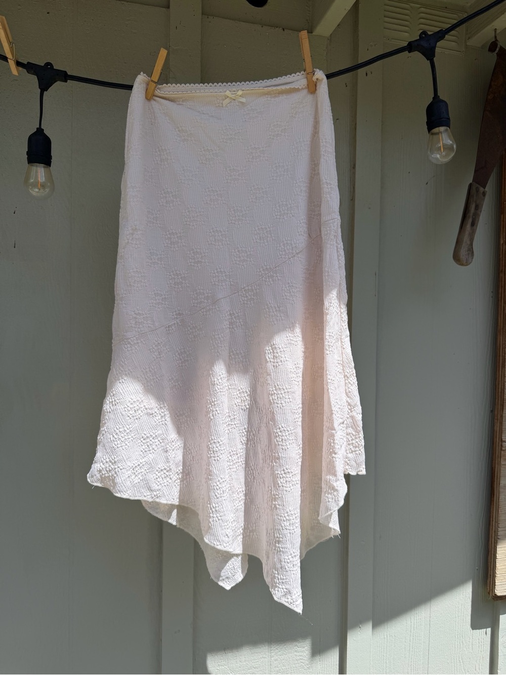 Peasant style cream midi dress